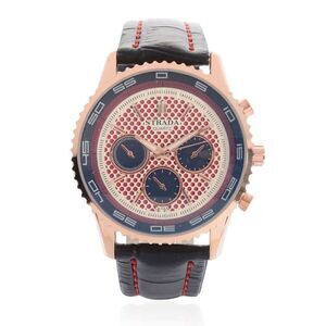 STRADA RG Watch Faux Leather Band Black